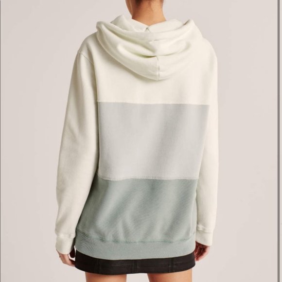 Abercrombie & Fitch soft A&F collection green colourblock oversized hoodie XS - Picture 2 of 8